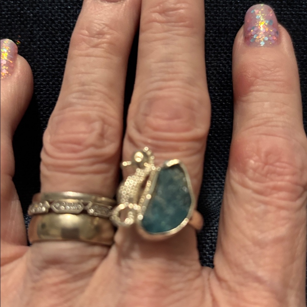 Sterling Silver and Blue apatite Ring size 8 NEW - Picture 5 of 5